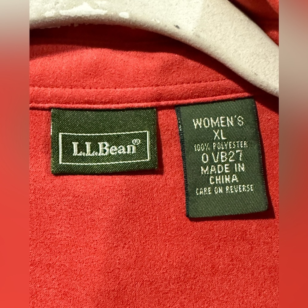L.L. Bean Faux Suede Button Down Orange Shirt Women's Size XL - Picture 2 of 7